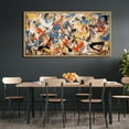 thumbnail image 1 of IDEA4WALL Extra Large Framed Canvas Print Wall Art Dynamic Splashes of Color Artwork Vintage Inspired Colorful Stripes Street Art Pastel Fine Art Decorative Relax/Calm for Rooms Decor - 60"x30", 1 of 5