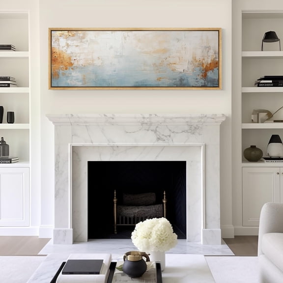 IDEA4WALL Extra Large Framed Canvas Print Wall Art Elegant Abstract Multicolor Watercolor Fine Art Antique Wall Decorative Horizon Mixed Color Painting Artwork Relax/Calm for Rooms - 60"x20"