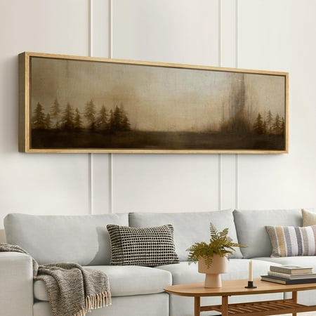 IDEA4WALL Extra Large Framed Canvas Print Wall Art Ethereal Trees Soft Nature Scene Illustrations Nature Scene Antique Retro Fine Art Oversized Artwork Relax/Calm for Living Room - 60"x20"