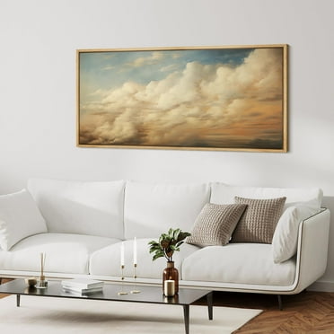 IDEA4WALL Extra Large Framed Canvas Print Wall Art Expansive Cloudscape Over Plains Classic Art Inspired Colorful Stripes Wall Decor Oversized Artwork Relax/Calm for Living Room - 60"x30"