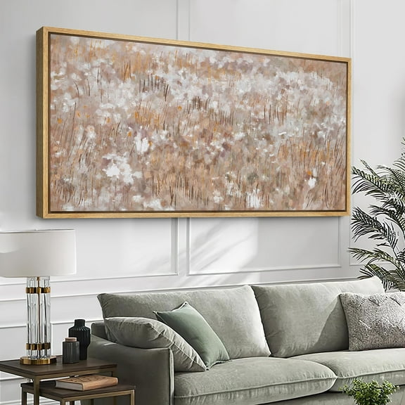 IDEA4WALL Extra Large Framed Canvas Print Wall Art Floral Field Whispers Abstract Pastel Wall Decorative Nature Landscape Fine Art Modern Oversized Artwork for Living Room - 60"x30"