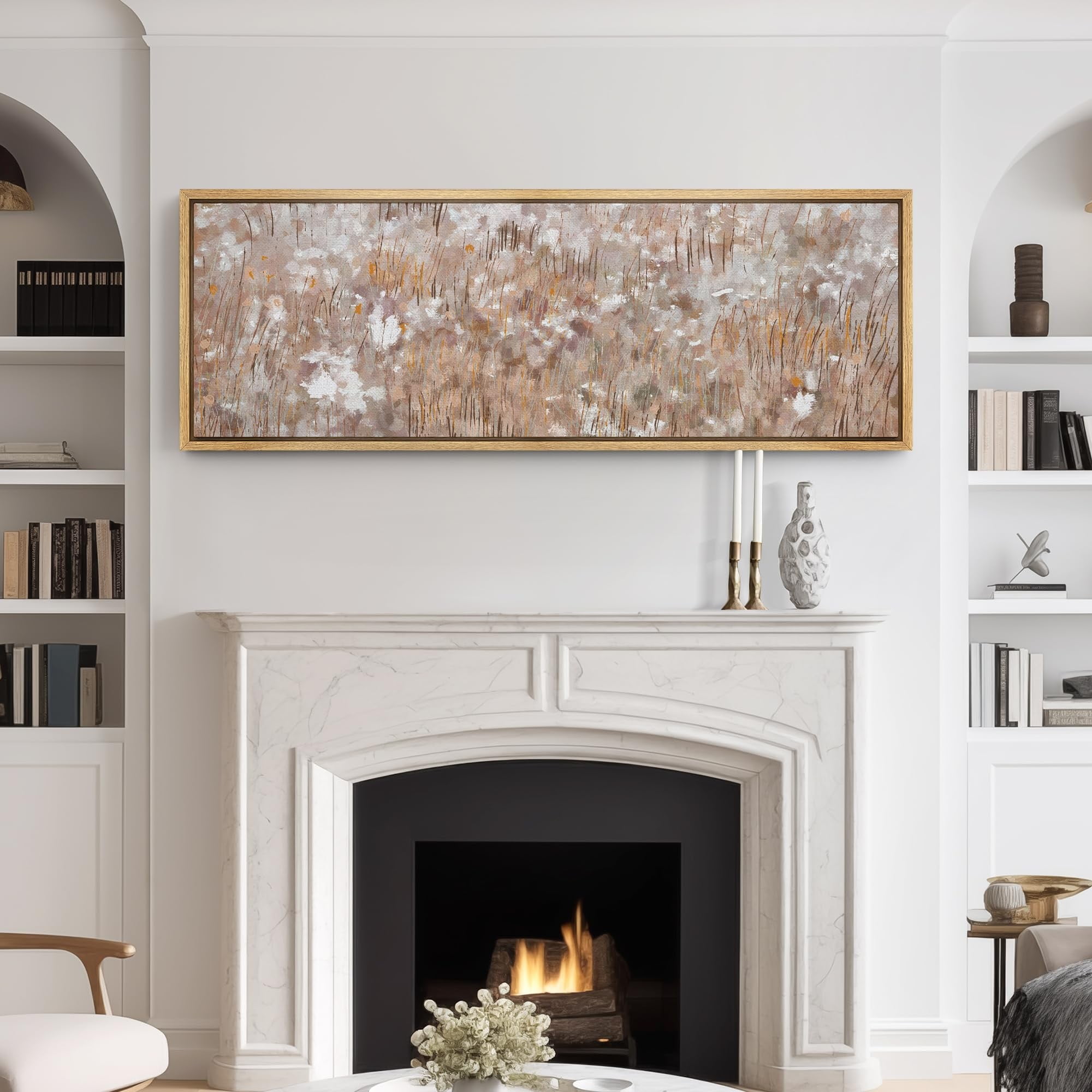 IDEA4WALL Extra Large Framed Canvas Print Wall Art Floral Field Whispers  Abstract Pastel Wall Decorative Nature Landscape Fine Art Modern Oversized  ..., image size:2000x2000