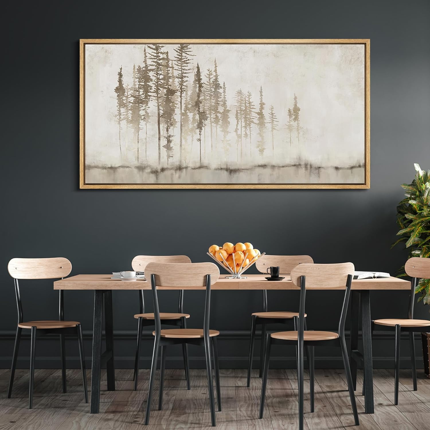 IDEA4WALL Extra Large Framed Canvas Print Wall Art Forest Silhouette on ...