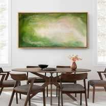 IDEA4WALL Extra Large Framed Canvas Print Wall Art Green Abstract Landscape Tranquil Nature-Inspired Illustration Impressionist Wall Decor Vintage Oversized Artwork for Living Room - 60"x30"