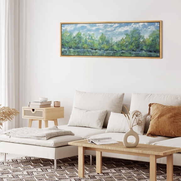 IDEA4WALL Extra Large Framed Canvas Print Wall Art Lush Riverside Grove Wall Decorative Impressionist Abstract Landscape Fine Art Modern Oversized Artwork Relax/Calm for Living Room - 60"x20"