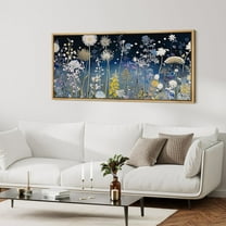 IDEA4WALL Extra Large Framed Canvas Print Wall Art Midnight Flora Fantasy Vibrant Wildflower Fine Art Antique Wall Decorative Multicolor Flowers Painting Artwork for Rooms - 60"x30"
