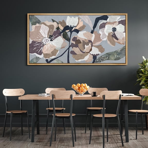 IDEA4WALL Extra Large Framed Canvas Print Wall Art Minimalist Elegance Abstract Flower Classic Art Antique Retro Soft Color Blooms Floral Fine Art Oversized Artwork Relax/Calm for Rooms - 60"x30"