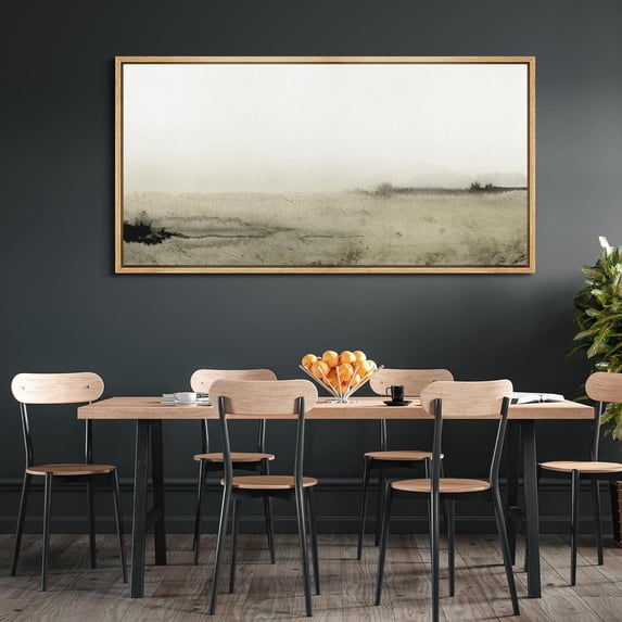IDEA4WALL Extra Large Framed Canvas Print Wall Art Minimalist Monochrome Wetland Artwork Nature Wilderness Antique Retro Fine Art Decorative Relax/Calm for Home Decoration - 60"x30"