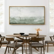 IDEA4WALL Extra Large Framed Canvas Print Wall Art Misty Green Horizon Illustrations Artwork Nature Wilderness Antique Retro Fine Art Decorative Relax/Calm for Home Decoration - 60"x30"
