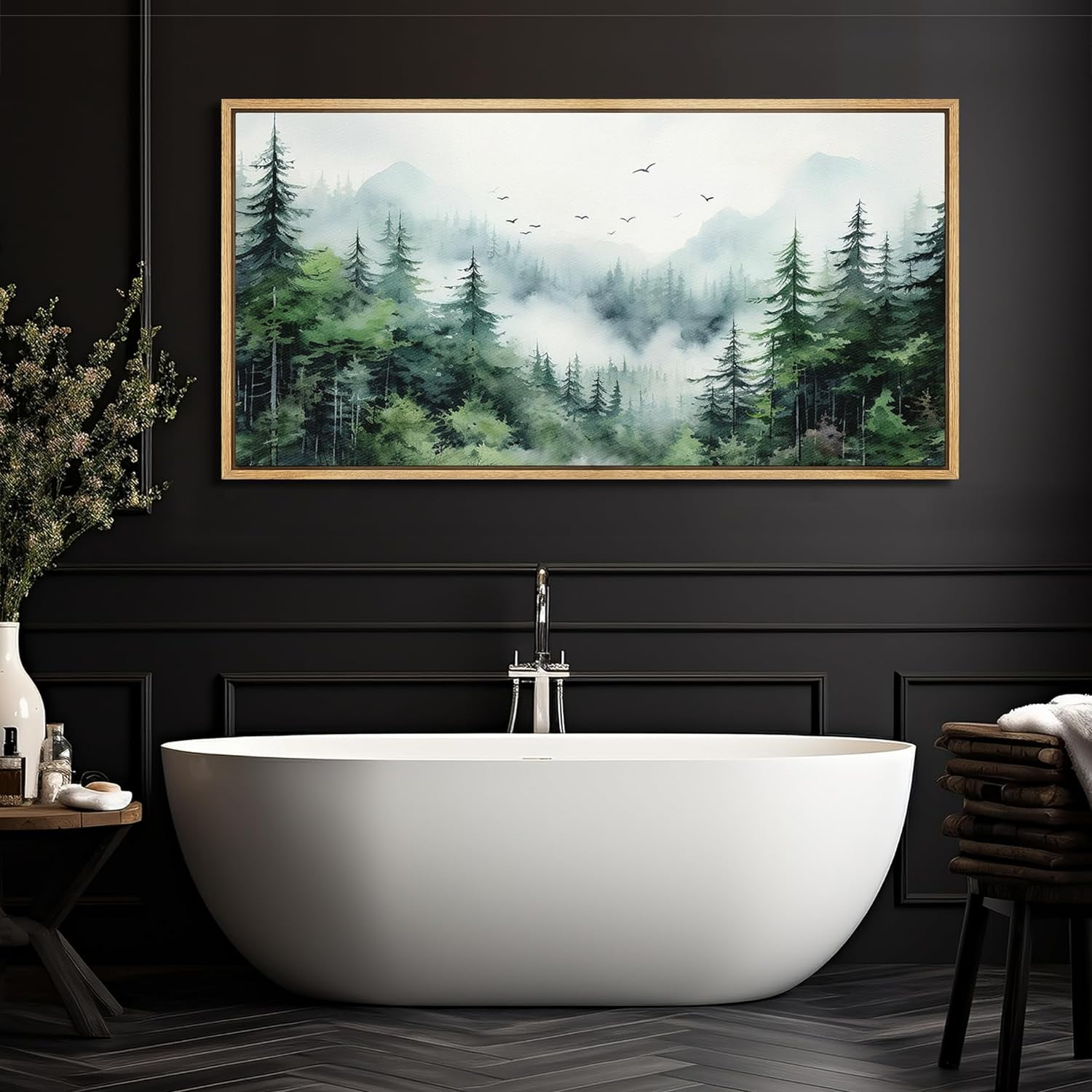 IDEA4WALL Extra Large Framed Canvas Print Wall Art Misty Pines ...