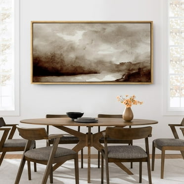 IDEA4WALL Extra Large Framed Canvas Print Wall Art Moody Landscape Sepia Toned Fine Art Vintage Abstract Landscape Wall Decor Oversized Artwork Relax/Calm for Room - 60"x30"