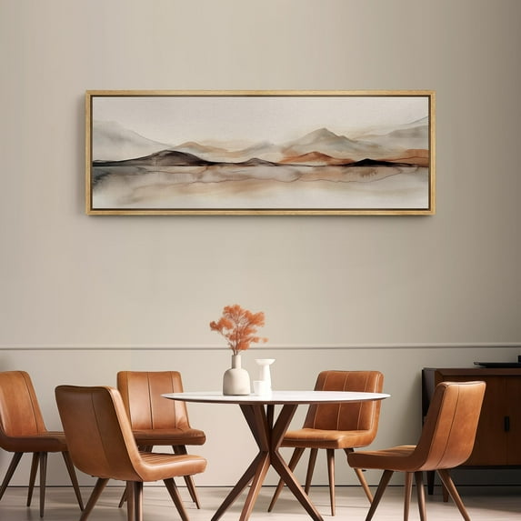 IDEA4WALL Extra Large Framed Canvas Print Wall Art Mountain Haze Abstract Landscape Illustrations Nature Scene Antique Retro Fine Art Oversized Artwork Relax/Calm for Living Room - 60"x20"