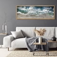 thumbnail image 1 of IDEA4WALL Extra Large Framed Canvas Print Wall Art Ocean's Edge Abstract Textured Waves and Shoreline Artwork Nature Wilderness Antique Retro Fine Art Multicolor for Home Decoration - 60"x20", 1 of 5