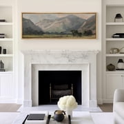 IDEA4WALL Extra Large Framed Canvas Print Wall Art Pastoral Beauty Classic Mountainous Landscape Fine Art Nature Classic Pastel Artwork Abstract Wall Decoration Relax/Calm for Living Room - 60x20