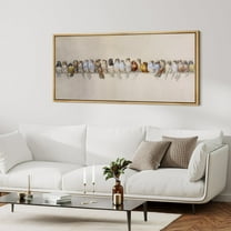 IDEA4WALL Extra Large Framed Canvas Print Wall Art Row of Colorful Birds on Perch Inspired Colorful Artwork Nature Wilderness Antique Retro Fine Art Decorative Relax/Calm for Rooms Decor - 60"x30"