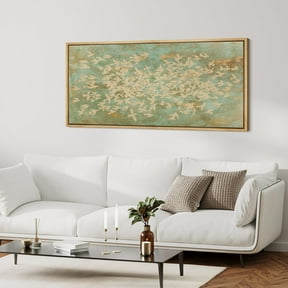 IDEA4WALL Extra Large Framed Canvas Print Wall Art Rustic Birds in Flight Abstract Pattern Fine Art Retro Swallow Flock Illustrations Oversized Artwork Relax/Calm for Room Decor - 60"x30"