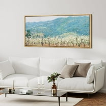 IDEA4WALL Extra Large Framed Canvas Print Wall Art Scenic Springtime Orchard Landscape Vintage Artwork Nature Wilderness Antique Retro Fine Art Watercolor Decorative for Rooms Decor - 60"x30"