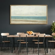 IDEA4WALL Extra Large Framed Canvas Print Wall Art Serene Seaside Impressionistic Nature Scene Digital Art Subtle Beach and Ocean Wall Decor Oversized Artwork Relax/Calm for Rooms - 60"x30"