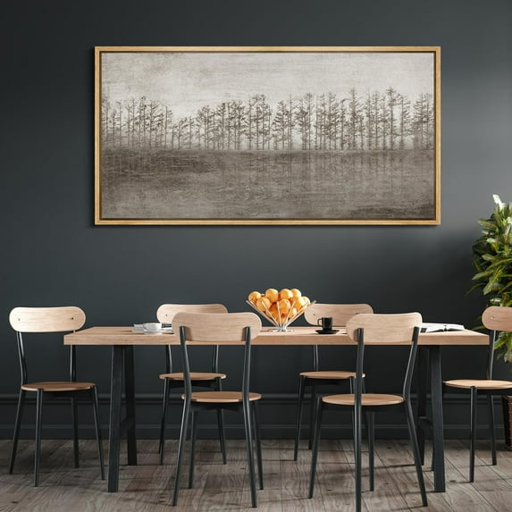 IDEA4WALL Extra Large Framed Canvas Print Wall Art Silent Pines Vintage Forest Reflection Artwork Nature Vintage Pastel Fine Art Antique Retro Wall Decoration Relax/Calm for Rooms Decor - 60"x30"