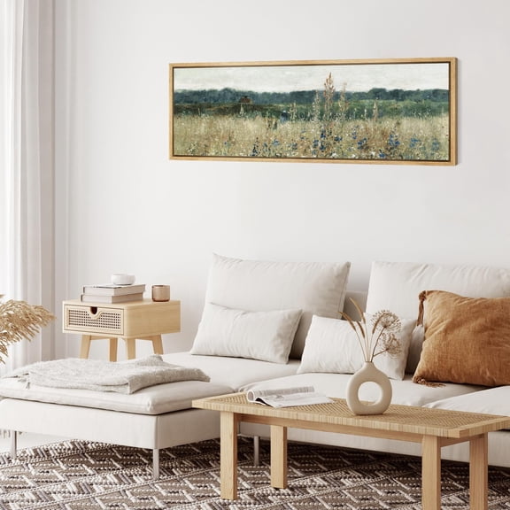 IDEA4WALL Extra Large Framed Canvas Print Wall Art Soft Pastoral Landscape Vintage Art Nature Wilderness Lonely Tree Retro Wall Decor Oversized Artwork Relax/Calm for Room Decor - 60"x20"