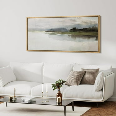 IDEA4WALL Extra Large Framed Canvas Print Wall Art Storm Over Quiet Lake Landscape Classic Art Nature Wilderness Vintage Wall Decor Oversized Watercolor Artwork Relax/Calm for Living Room - 60"x30"
