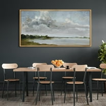 IDEA4WALL Extra Large Framed Canvas Print Wall Art Tranquil Landscape Soft Brushstroke Lake Scene Artwork Nature Vintage Fine Art Antique Retro Wall Decoration for Rooms Decor - 60"x30"