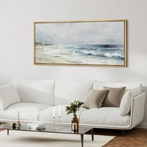 IDEA4WALL Extra Large Framed Canvas Print Wall Art Tranquil Shores Serene Coastal Landscape Retro Fine Art Nature Wilderness Vintage Wall Decor Oversized Artwork for Living Room - 60"x30"