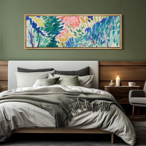 IDEA4WALL Extra Large Framed Canvas Print Wall Art Vibrant Foliage Abstract Colorful Artwork Nature Wilderness Antique Retro Fine Art Decorative Relax/Calm for Home Decoration - 60"x20"