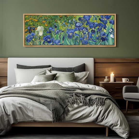 IDEA4WALL Extra Large Framed Canvas Print Wall Art Vincent Van Gogh's Irises Artwork Nature Wilderness Antique Retro Fine Art Decorative Relax/Calm for Home Decoration - 60"x20"