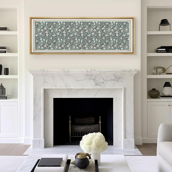 IDEA4WALL Extra Large Framed Canvas Print Wall Art Vintage Botanical Garden Floral and Fruit Pattern Retro Artwork Nature Wilderness Antique Fine Art Decor for Home Decoration - 60"x20"