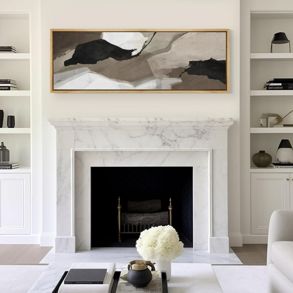 IDEA4WALL Extra Large Framed Canvas Print Wall Art Watercolor Abstract Earth Tones Artwork Nature Vintage Pastel Fine Art Decorative Relax/Calm for Rooms Decor - 60"x20"