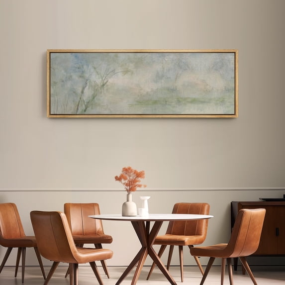 IDEA4WALL Extra Large Framed Canvas Print Wall Art Whispering Reeds Abstract Pastel Fine Art Antique Wall Decorative Spring Green Landscape Painting Artwork for Rooms - 60"x20"