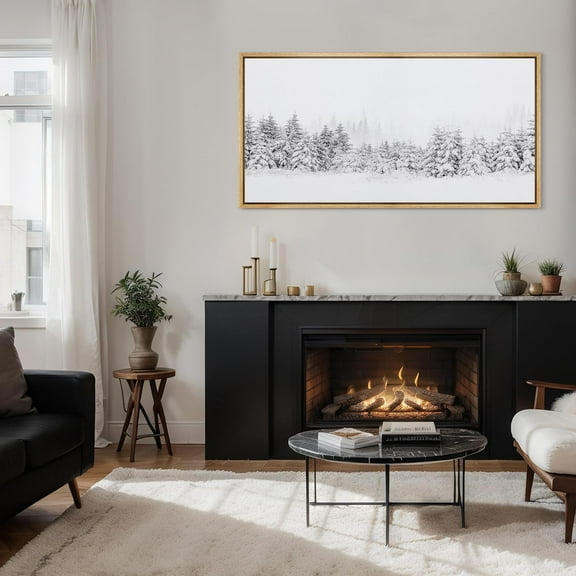 IDEA4WALL Extra Large Framed Canvas Print Wall Art Winter Wonderland Snowy Pine Forest Vintage Art Rustic White Fine Art Wall Decor Oversized Artwork Relax/Calm for Living Room - 60"x30"