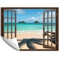thumbnail image 1 of IDEA4WALL Fake Brown Window Beach Peel and Stick Wallpaper Removable Wall Mural Sticker Decal, 1 of 4