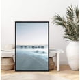 thumbnail image 1 of IDEA4WALL Framed Canvas Art Wall Decor Blue Wash Out Rocks by The Sea Coastal Ocean Photography Minimalism Modern Scenic Relax/Calm Duotone for Dorm Home Office - 24"x36", 1 of 5