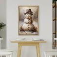 thumbnail image 1 of IDEA4WALL Framed Canvas Art Wall Decor Charming Snowman Smiling Snowman with Scarf and Top Hat Decorative Illustration Funny Retro Chic for Dorm Home Office - 16"x24" Natural, 1 of 5
