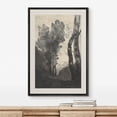 thumbnail image 1 of IDEA4WALL Framed Canvas Art Wall Decor, Dark Woods Forest Tree Clearing Sketch Painting Black & White Farmhouse/Country Fine Art Print Minimal Relax/Clam for Dorm Home Office - 16"x24" Black, 1 of 5