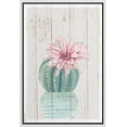 thumbnail image 1 of IDEA4WALL Framed Canvas Art Wall Decor Green Cactus with Pink Flower with Wood Panel Botanical Plants Illustrations Modern Art Decorative Elements for Dorm Home Office - 16"x24", 1 of 4