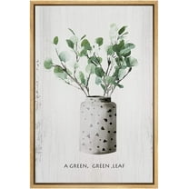 IDEA4WALL Framed Canvas Art Wall Decor Green Eucalyptus Leaves in a Ceramic Vase Botanical Plants Illustrations Modern Art Decorative Elements Relax/Calm for Dorm Home Office - 24"x36"