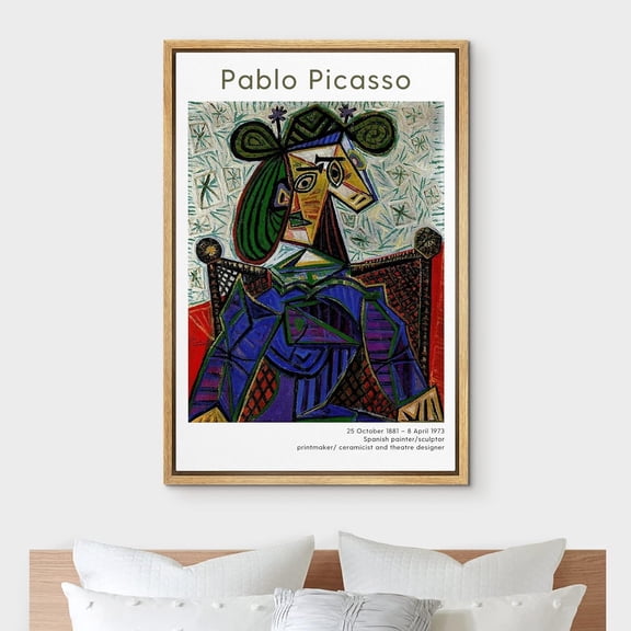 IDEA4WALL Framed Canvas Art Wall Decor Matador Exhibition Poster by Pablo Picasso Historic Cultural Oil Painting Fine Art Abstract Contemporary Colorful for Dorm Home Office - 16"x24" Natural