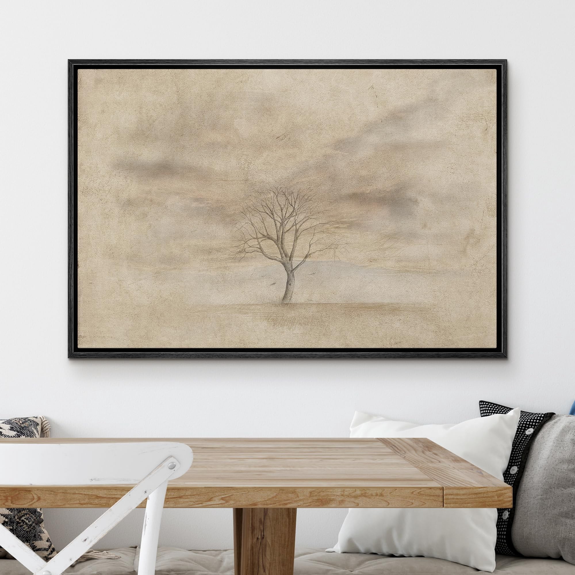 IDEA4WALL Framed Canvas Art Wall Decor Minimalist Bare Tree Landscape ... - Minimalist Art For Home Office Walls