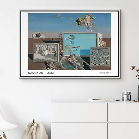 IDEA4WALL Framed Canvas Art Wall Decor Painting and Film by Salvador Dali Historic Cultural Oil Painting Abstract Absurd Fine Art Contemporary Fantasy for Dorm Home Office - 24"x36" White