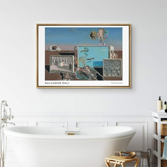 IDEA4WALL Framed Canvas Art Wall Decor Painting and Film by Salvador Dali Historic Cultural Oil Painting Abstract Absurd Fine Art Contemporary Fantasy for Dorm Home Office - 16"x24" Natural
