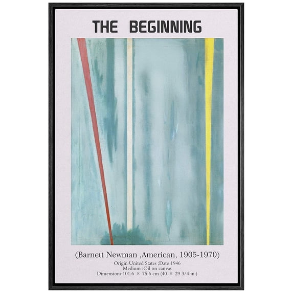 IDEA4WALL Framed Canvas Art Wall Decor The Beginning Master Aritst Barnett Newman Oil Painting Abstract Contemporary for Dorm Home Office - 16"x24"