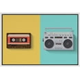 thumbnail image 1 of IDEA4WALL Framed Canvas Art Wall Decor Vintage Boombox and Cassette Tape Player in Yellow and Teal Background Music Media Illustrations Pop Art Modern for Dorm Home Office - 16"x24", 1 of 4
