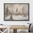 thumbnail image 1 of IDEA4WALL Framed Canvas Art Wall Decor Winter Church Scene Rustic Snowy Landscape Pastel Painting Realism Expressive Dark Black and White Print for Dorm Home Office - 24"x36" Black, 1 of 1
