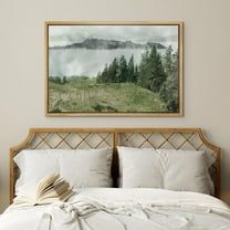 IDEA4WALL Framed Canvas Art Wall Decor Woodland Nursery Decor Green Pine Forest Landscape illustration Nature Wilderness Print Panoramic Chic Warm for Dorm Home Office - 16"x24" Natural