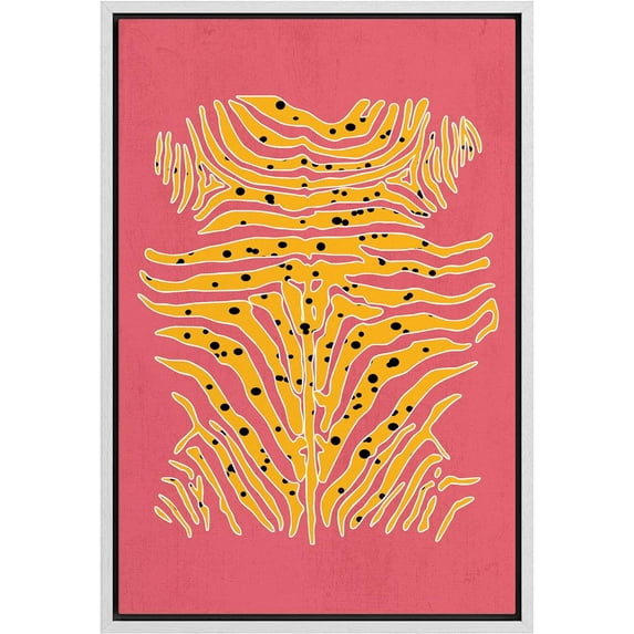 IDEA4WALL Framed Canvas Print African Cheetah Cat Cartoon Rug Pattern Funny Tiger Skin Wall Art Preppy Room Decor Bohemian Colorful Minimalism Artwork - White 16"x24"