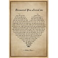 thumbnail image 1 of IDEA4WALL Framed Canvas Print Because You Loved Me Vintage Parchment Style Inspirational Illustrations Wall Art Romantic Relax/Calm for Living Room, Bedroom, Office - 16"x24" NATURAL, 1 of 5