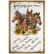 IDEA4WALL Framed Canvas Print Equestrian-Inspired Divine God Says You Are with Horse Illustrations Wall Art Vintage Relax/Calm Artwork for Living Room, Bedroom, Office - 24"x36" NATURAL